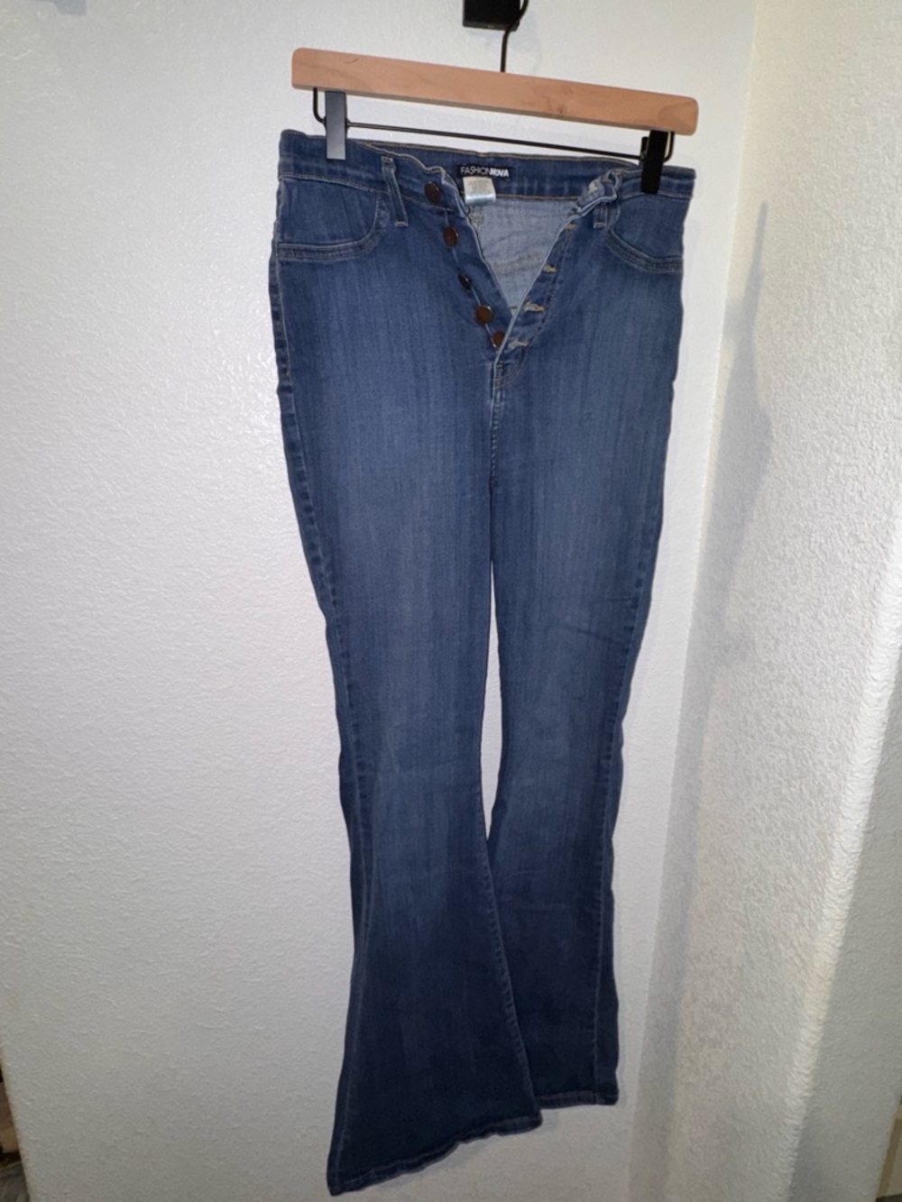 Fashion Nova Dark Blue High-Rise Flare Jeans